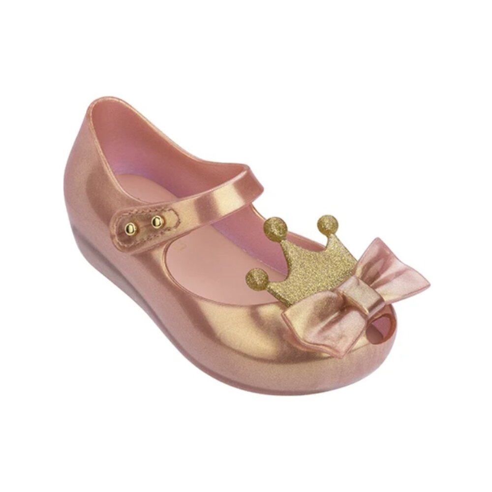 NWOT Mini Melissa Ultragirl Princess Me Pink Jelly Shoes 6 Bow Crown Slip On